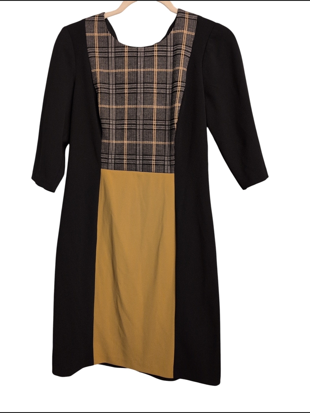 Connected Apparel Colorblock Dress with Plaid Bodice Career Casual Travel 8 P